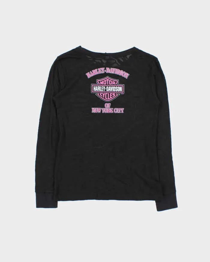 Vintage Women's Y2K Harley Davidson NY Waffle Knit Long Sleeve T-Shirt - L sold by Rokit product image thumbnail 2