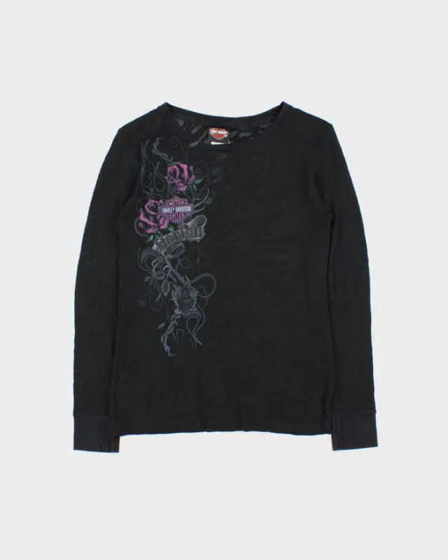 Vintage Women's Y2K Harley Davidson NY Waffle Knit Long Sleeve T-Shirt - L sold by Rokit