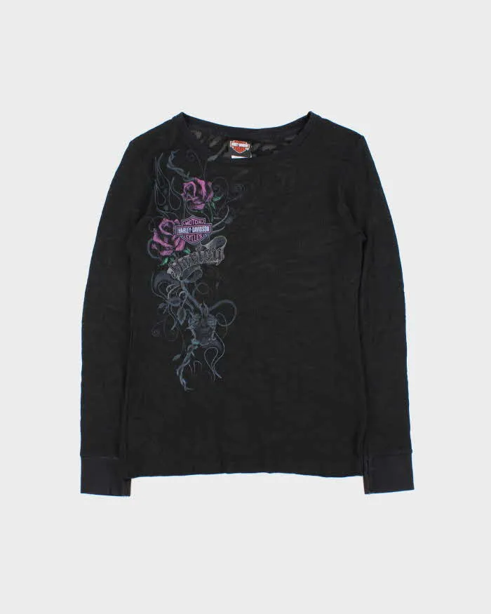 Vintage Women's Y2K Harley Davidson NY Waffle Knit Long Sleeve T-Shirt - L sold by Rokit
