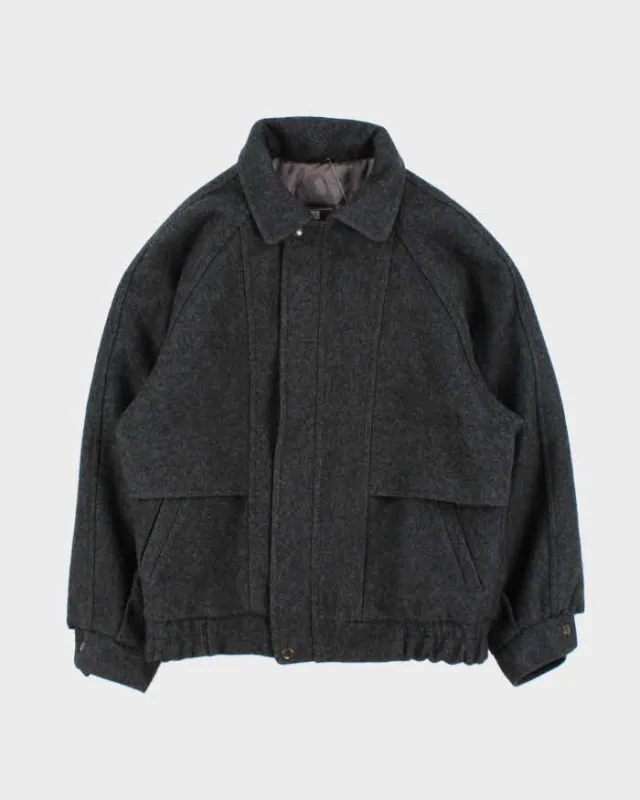 Vintage 1980s Givenchy Monsieur Heavyweight Wool Boxy Harrington Jacket - S made by Givenchy