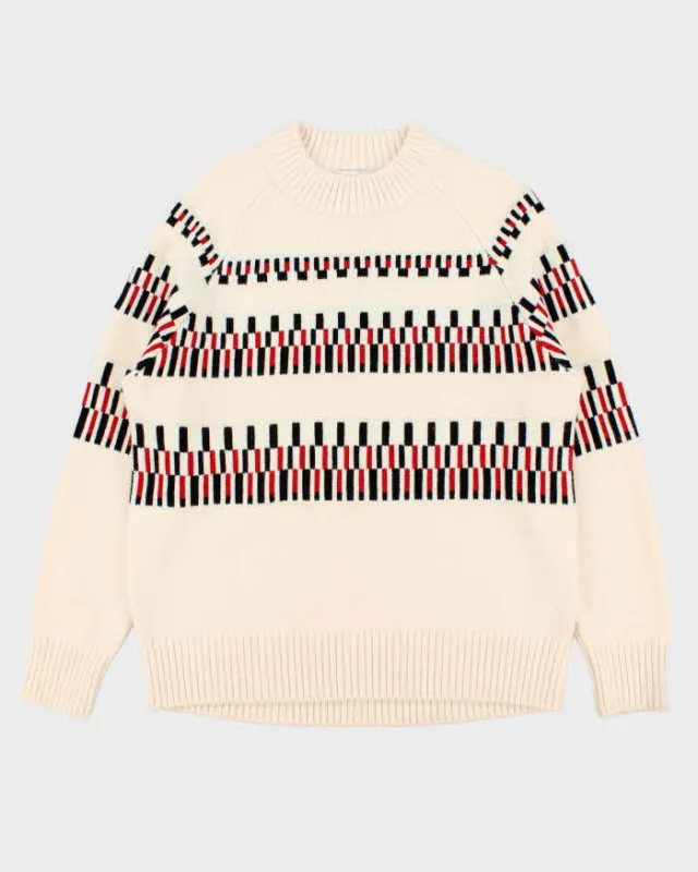 Vintage Nancy Cavally Cream Ribbed Soft Wool Oversized Knit Sweater - S sold by Rokit