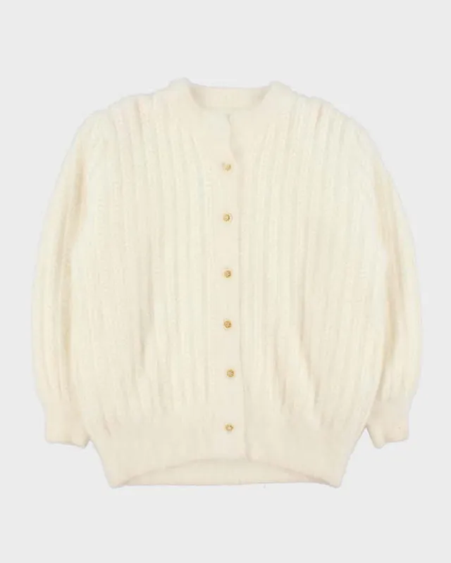 Vintage Y2K 00s Women's Angora Chunky Cable Knit Oversized Cardigan - L sold by Rokit