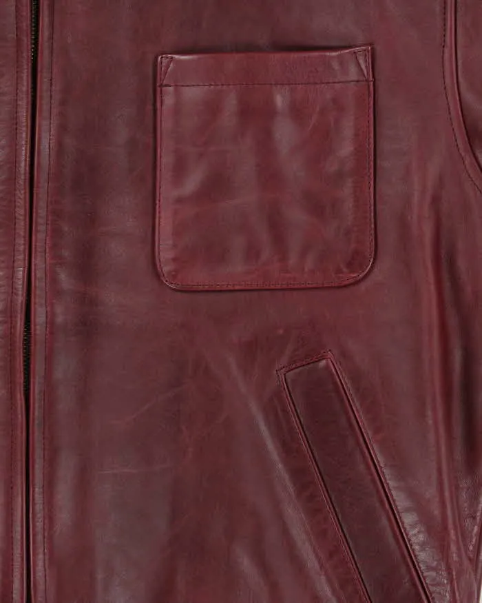 Vintage 1990s Maroon Arcobaleno Japanese Made Boxy Leather Moto Jacket - M sold by Rokit product image thumbnail 4