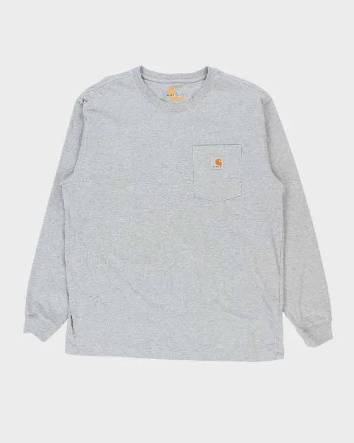 Vintage Carhartt Grey Long Sleeve T-shirt - L sold by Rokit