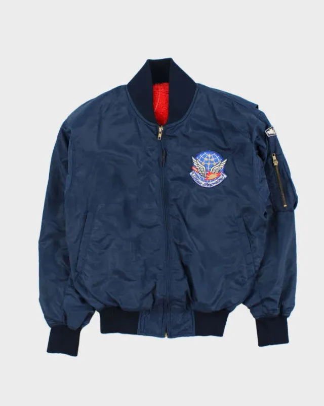 Vintage 1980s JASDF Sherpa Lined MA-1 Satin Flight Bomber Jacket - M sold by Rokit