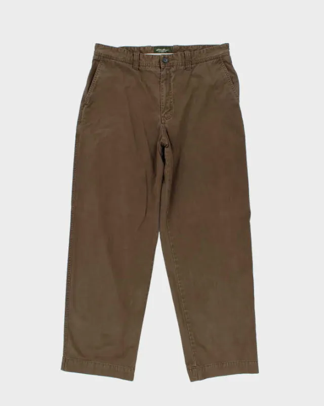 Vintage 00s Eddie Bauer Khaki Classic Wide Fit Trousers - W35 L31 sold by Rokit