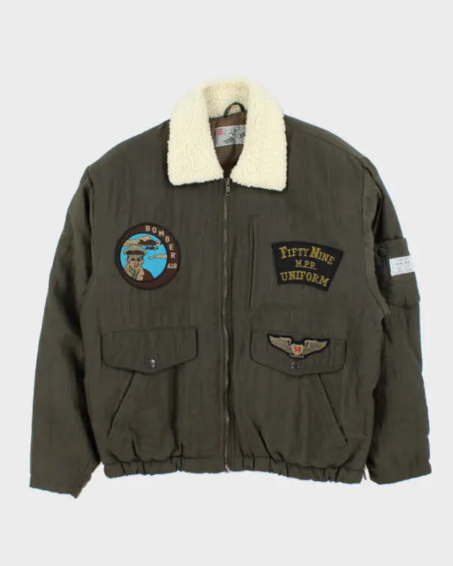 Vintage 1990s Pere Mar Satin Aviator Flight Bomber Jacket - S sold by Rokit