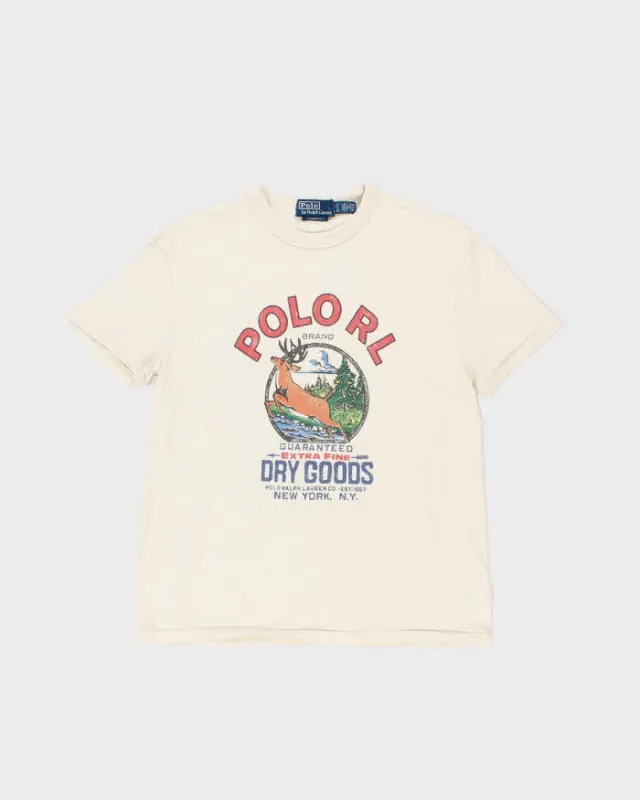Vintage Polo Ralph Lauren Dry Goods Sportsman Graphic Crewneck T-Shirt - S sold by Rokit