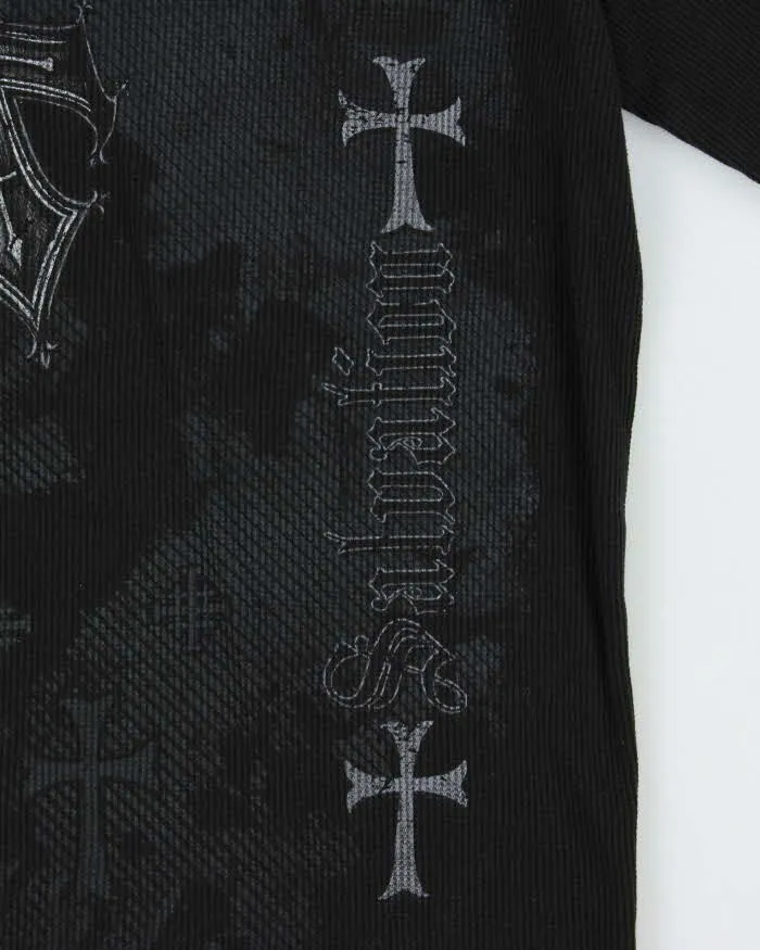 Vintage Y2K 00s Gothic Long Sleeve Waffle Knit T-Shirt - L sold by Rokit product image thumbnail 4