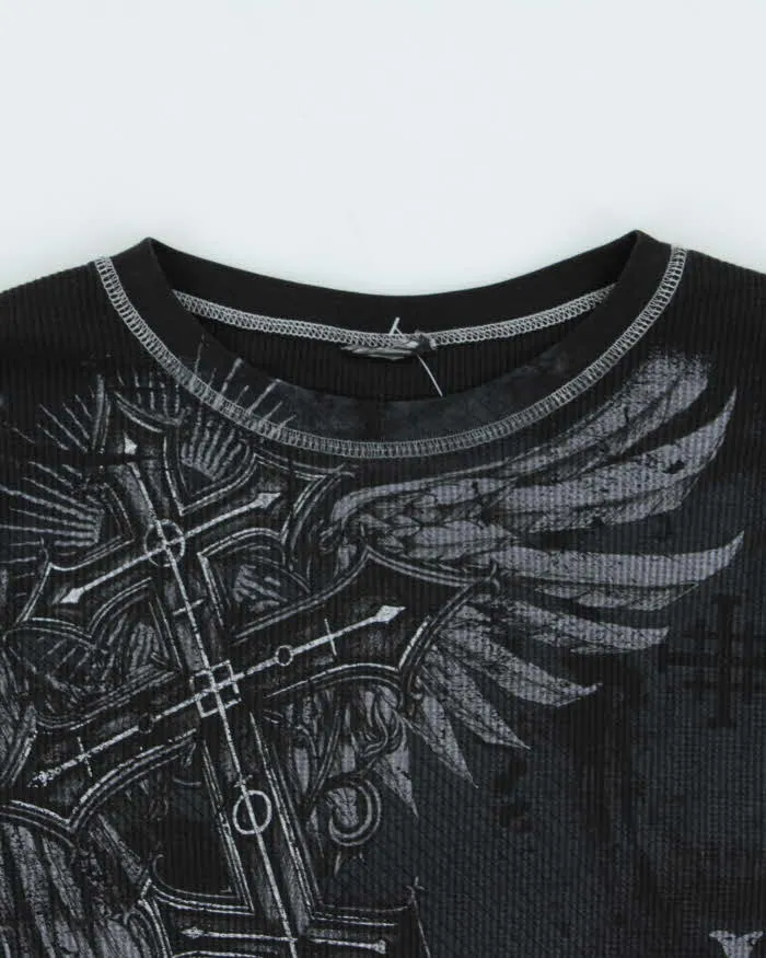 Vintage Y2K 00s Gothic Long Sleeve Waffle Knit T-Shirt - L sold by Rokit product image thumbnail 3