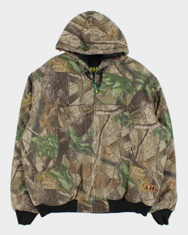 Vintage 00s Natural Habitat Realtree Camouflage Quilt Lined Oversized Hooded Jacket - L sold by Rokit