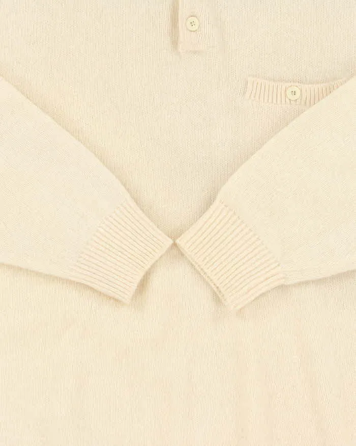 Vintage 1990s Cream Cashmere Wool Blend Collared Knit Jumper - L sold by Rokit product image thumbnail 4