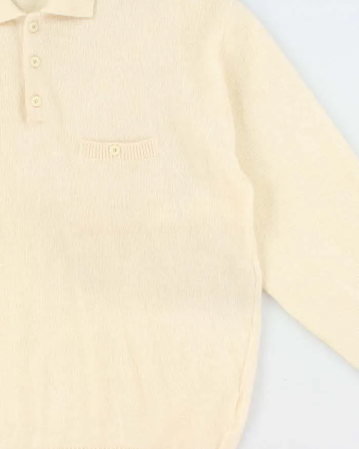 Vintage 1990s Cream Cashmere Wool Blend Collared Knit Jumper - L sold by Rokit product image thumbnail 3