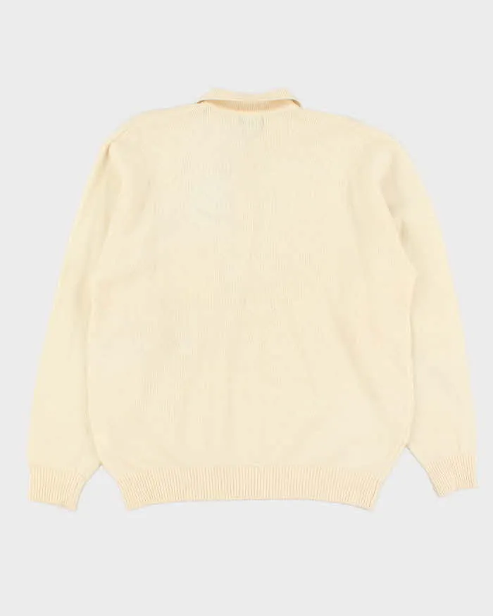Vintage 1990s Cream Cashmere Wool Blend Collared Knit Jumper - L sold by Rokit product image thumbnail 2