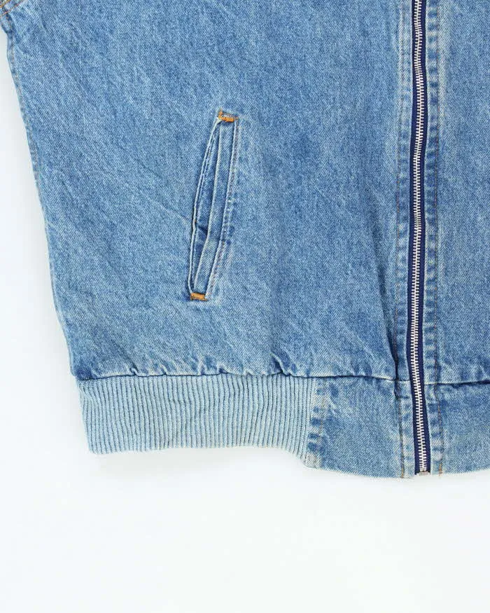 Vintage 1990s Made In USA Motorcycle Denim Bomber Jacket - XXL sold by Rokit product image thumbnail 5