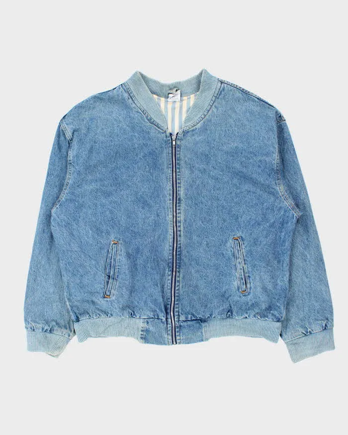 Vintage 1990s Made In USA Motorcycle Denim Bomber Jacket - XXL sold by Rokit