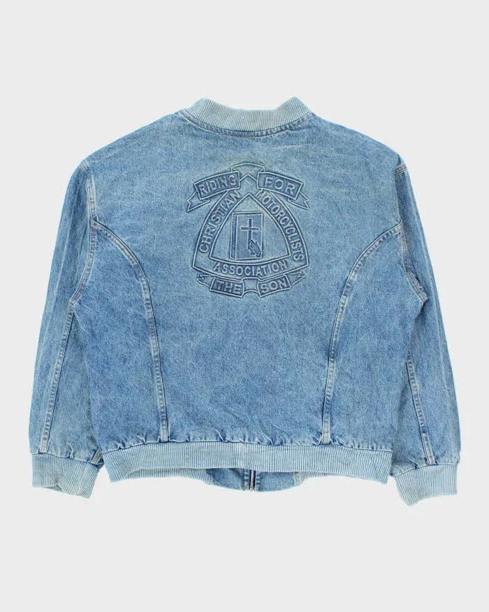Vintage 1990s Made In USA Motorcycle Denim Bomber Jacket - XXL sold by Rokit product image thumbnail 2