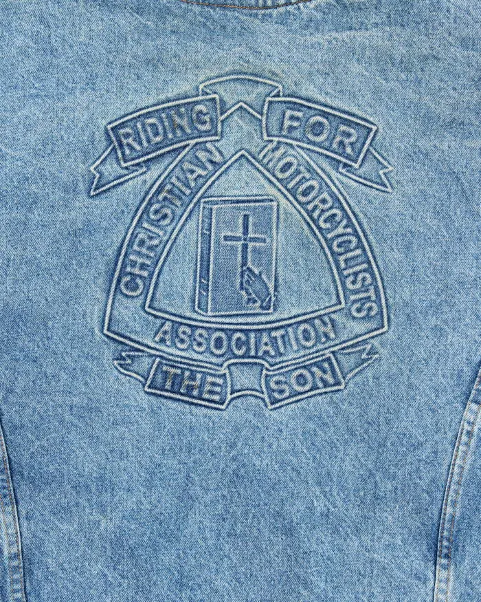 Vintage 1990s Made In USA Motorcycle Denim Bomber Jacket - XXL sold by Rokit product image thumbnail 3