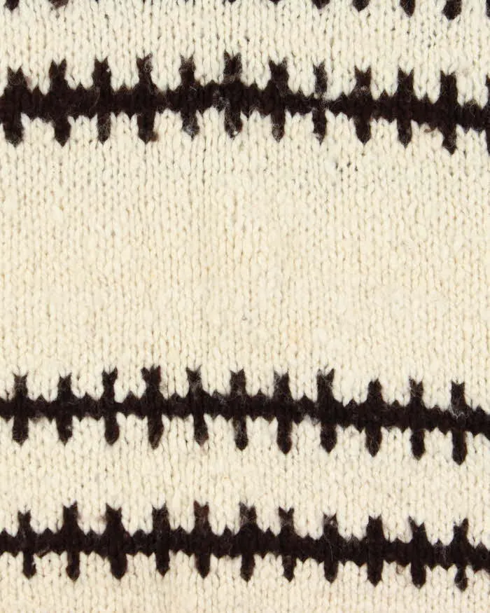 Vintage 1990s Cream Pure Wool Striped Chunky Oversized Sweater - XXL sold by Rokit product image thumbnail 5