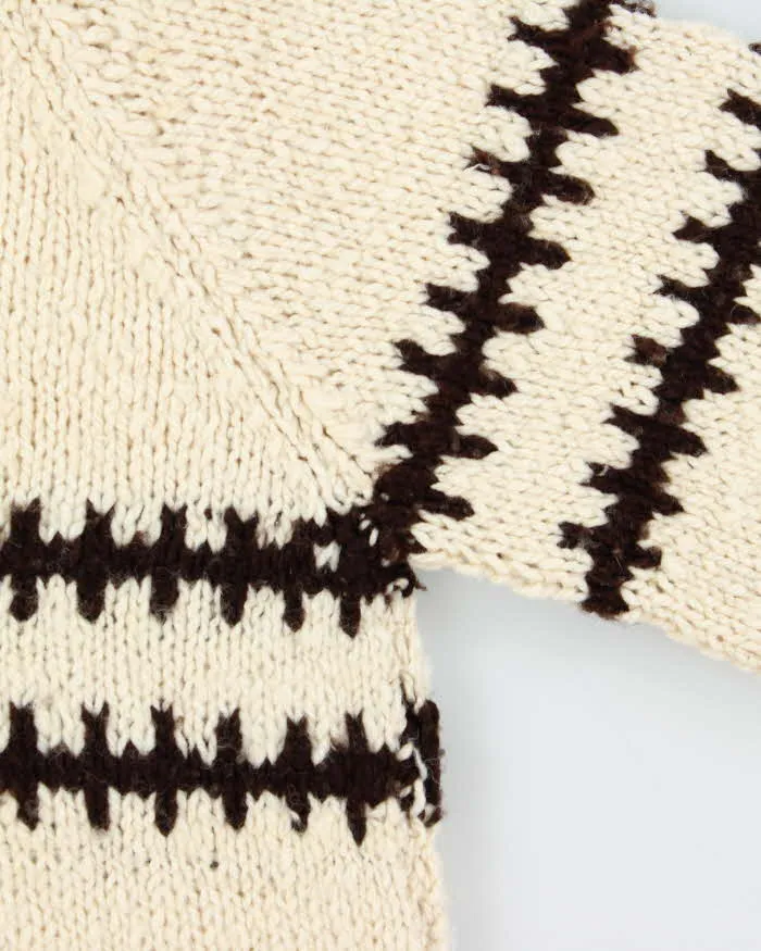 Vintage 1990s Cream Pure Wool Striped Chunky Oversized Sweater - XXL sold by Rokit product image thumbnail 4