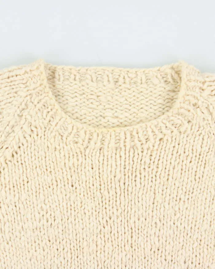 Vintage 1990s Cream Pure Wool Striped Chunky Oversized Sweater - XXL sold by Rokit product image thumbnail 3
