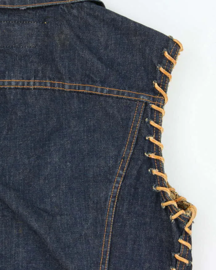 Vintage 1960s Levi's Big E Type III Leather Laced Selvidge Denim Sleeveless Jacket - M sold by Rokit product image thumbnail 4