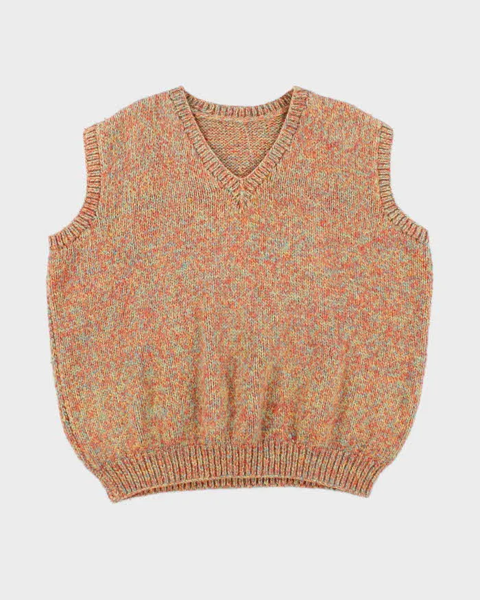 Vintage 1990s Chunky V-Neck Boxy Knit Sweater Vest - L sold by Rokit