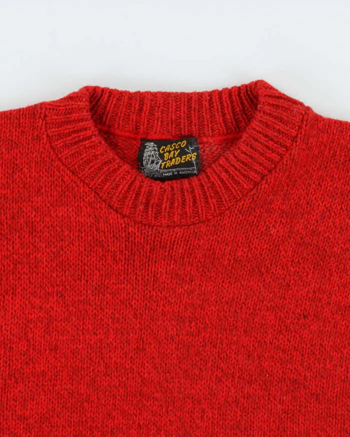 Vintage 1970s Speckled Yarn Red Wool Crewneck Jumper - L sold by Rokit product image thumbnail 5