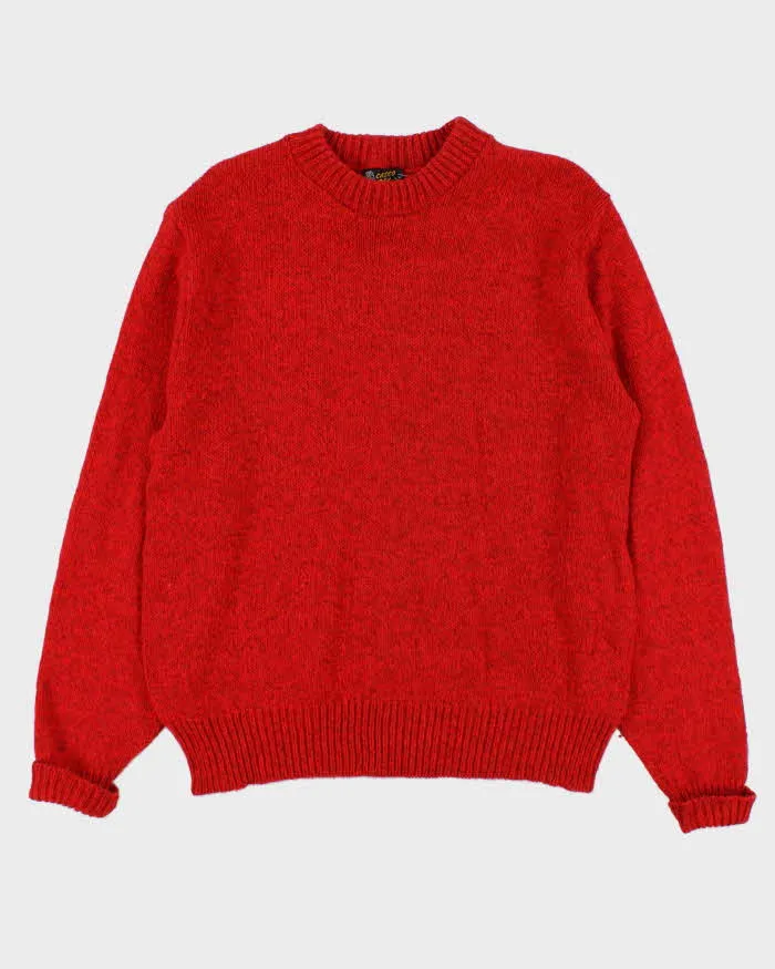 Vintage 1970s Speckled Yarn Red Wool Crewneck Jumper - L sold by Rokit