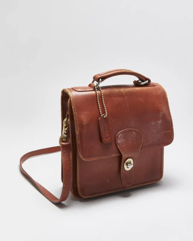 Vintage 1980s Wako Leather Messenger Satchel Crossbody Bag sold by Rokit