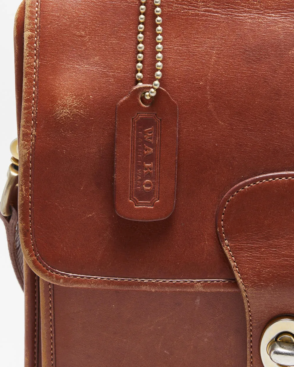 Vintage 1980s Wako Leather Messenger Satchel Crossbody Bag sold by Rokit product image thumbnail 3