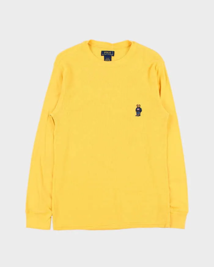 Vintage Ralph Lauren Polo Bear Long Sleeve Waffle T-Shirt - M sold by Rokit