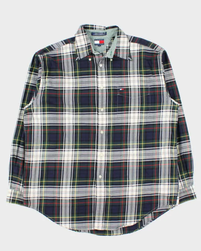 Vintage 1990s Tommy Hilfiger Tartan Long Sleeve Oversized Flannel Shirt - L sold by Rokit