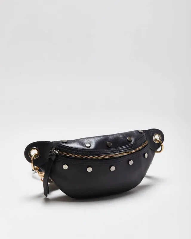 Vintage Y2K 00s Jimmy Choo Lockett Black Studded Leather Bum Bag sold by Rokit