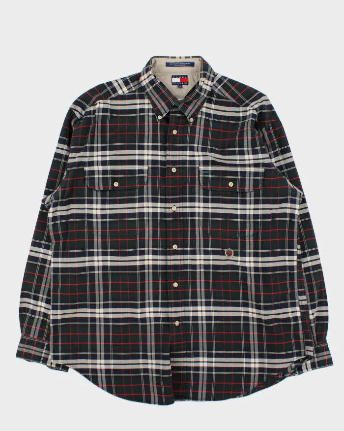 Vintage 1990s Tommy Hilfiger Tartan Oversized Long Sleeve Shirt - L sold by Rokit