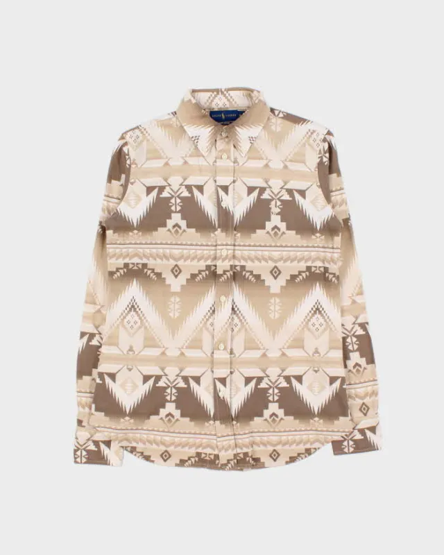 Vintage Polo Ralph Lauren Navajo Oxford Knit Long Sleeve Flannel Shirt - M sold by Rokit