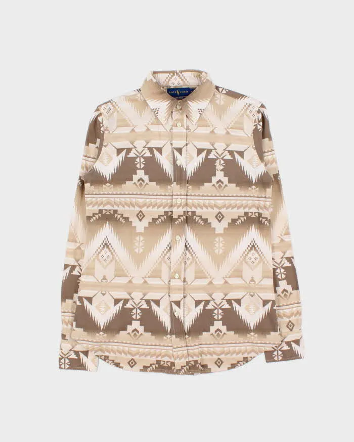 Vintage Polo Ralph Lauren Navajo Oxford Knit Long Sleeve Flannel Shirt - M sold by Rokit
