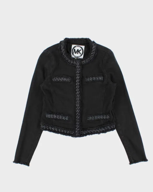 Vintage Women's Michael Kors Chain Detail Cropped Denim Jacket - XS sold by Rokit