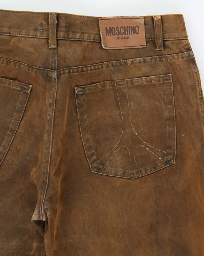 Vintage 1990s Moschino Jeans Dry Waxed Cotton Straight Leg Trousers - W36 L31 sold by Rokit product image thumbnail 5