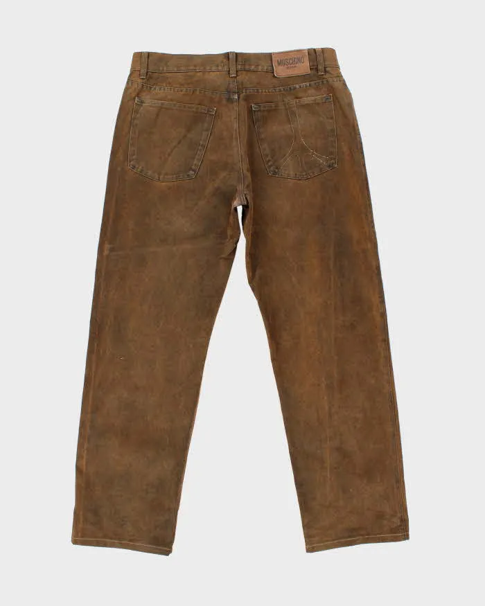 Vintage 1990s Moschino Jeans Dry Waxed Cotton Straight Leg Trousers - W36 L31 sold by Rokit product image thumbnail 2