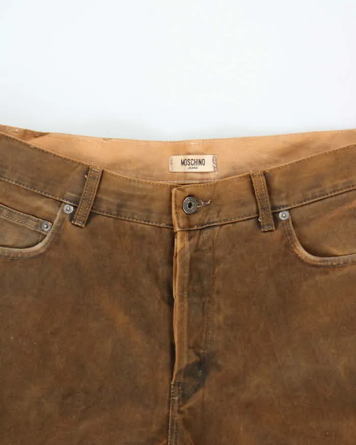 Vintage 1990s Moschino Jeans Dry Waxed Cotton Straight Leg Trousers - W36 L31 sold by Rokit product image thumbnail 3