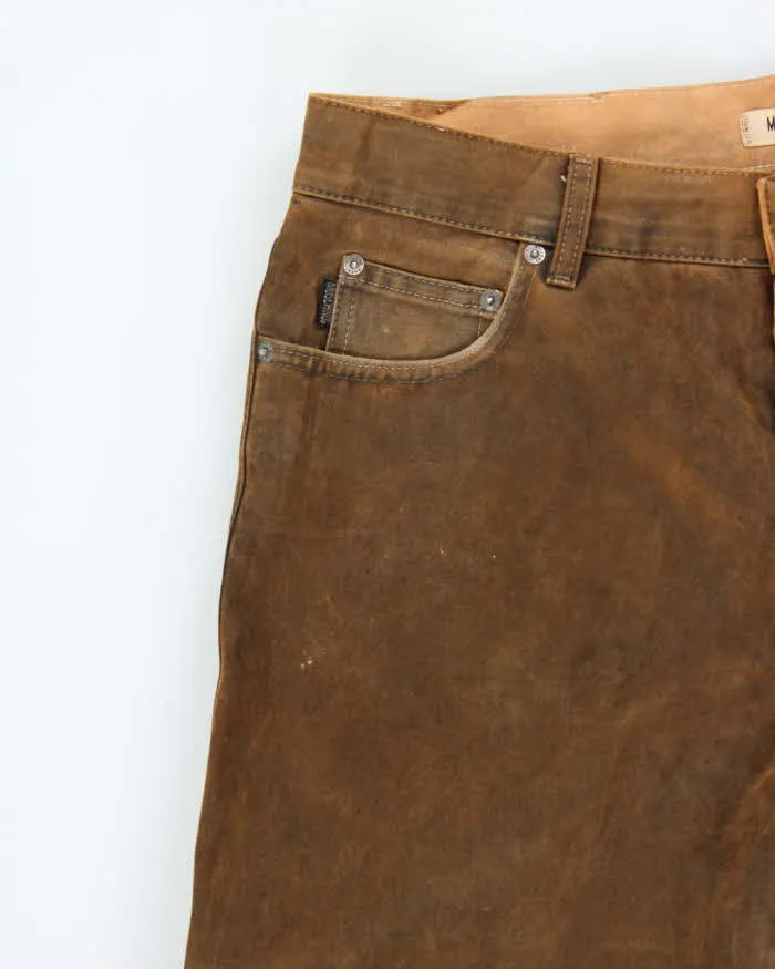 Vintage 1990s Moschino Jeans Dry Waxed Cotton Straight Leg Trousers - W36 L31 sold by Rokit product image thumbnail 4