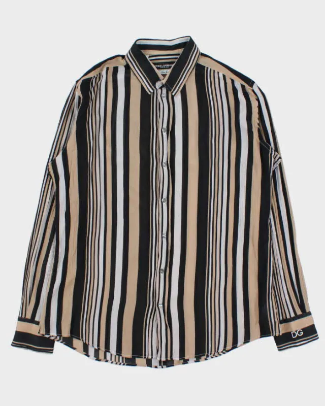 Vintage Y2K 00s Dolce & Gabbana Striped Sheer Cotton Long Sleeve Shirt - L sold by Rokit