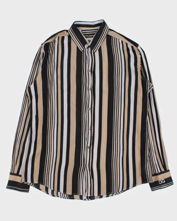 Vintage Y2K 00s Dolce & Gabbana Striped Sheer Cotton Long Sleeve Shirt - L sold by Rokit