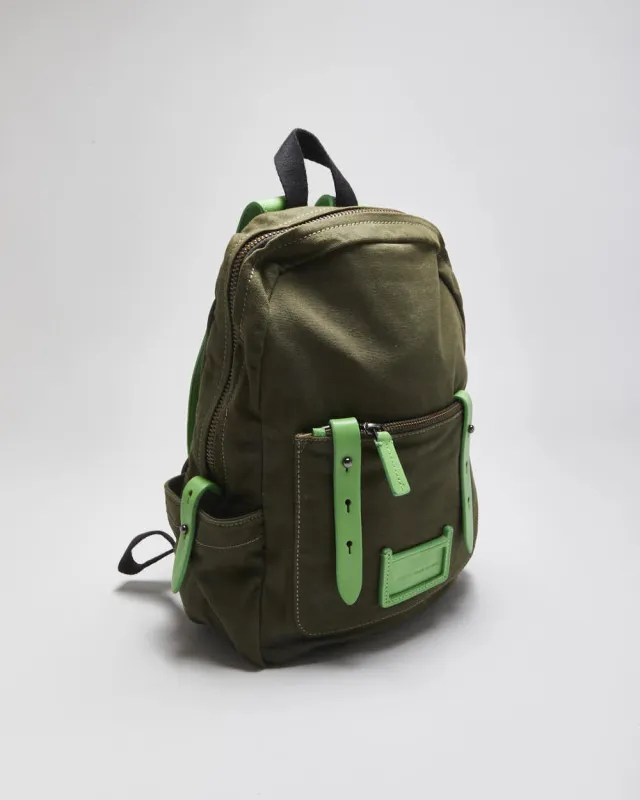Vintage Marc By Marc Jacobs Khaki Canvas Leather Unisex Backpack sold by Rokit