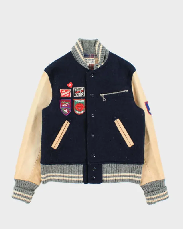 Vintage 1990s Hollywood Ranch Market Japan Mohair/Wool/Leather Varsity Bomber Jacket - S sold by Rokit