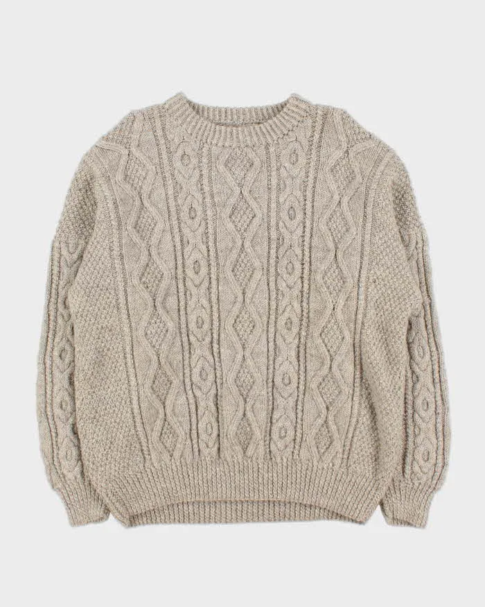 Vintage 1990s Pure Wool Chunky Oversized Cable Knit Sweater - L sold by Rokit