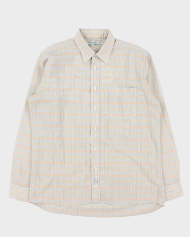 Vintage 1980s Christian Dior Multicoloured Check Long Sleeve Shirt - L sold by Rokit