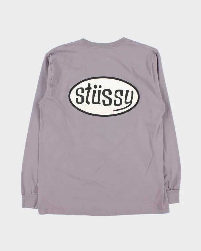Vintage Stussy Violet Oval Logo Long Sleeve T-Shirt - M sold by Rokit product image thumbnail 2