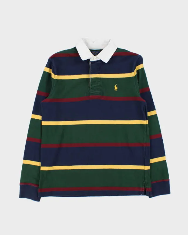 Vintage Polo Ralph Lauren Striped Long Sleeve Rugby Shirt - S sold by Rokit
